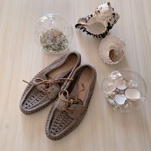 Frye Women's Shoes Quincy Woven Boat Braided Suede Leather